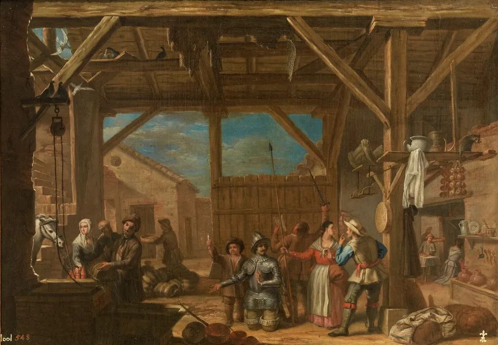 Don Quixote Dubbed a Knight, by Valero Iriarte, oil, 1720