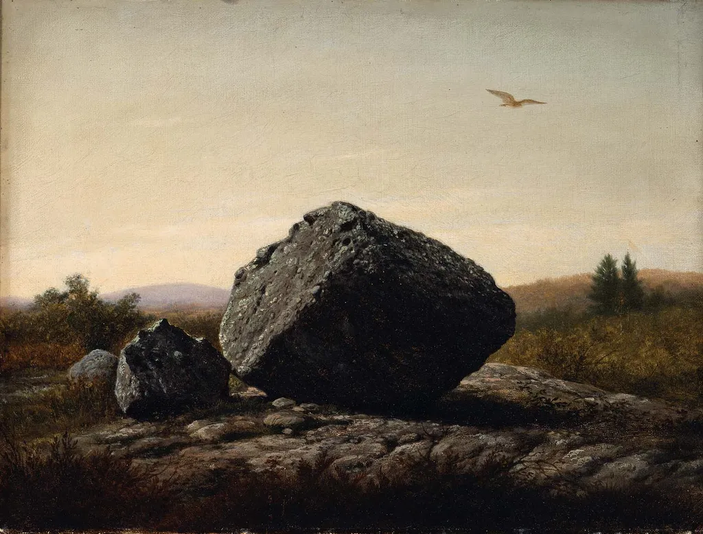 Wandering Boulder, by Thomas Hewes Hinckley, oil, 1875