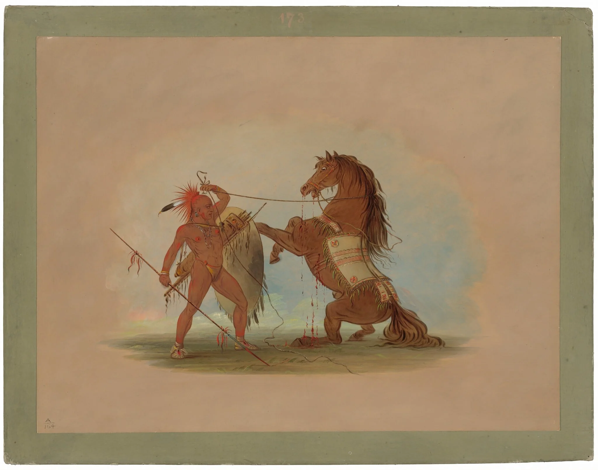 A Pawnee Warrior Sacrificing His Favorite Horse, detail
