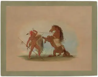 A Pawnee Warrior Sacrificing His Favorite Horse, by George Catlin, oil, 1865