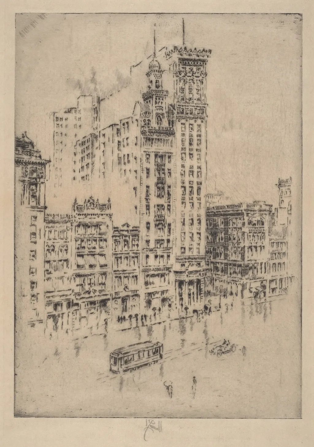 Union Square, Rainy Day, by Joseph Pennell, ink, 1904