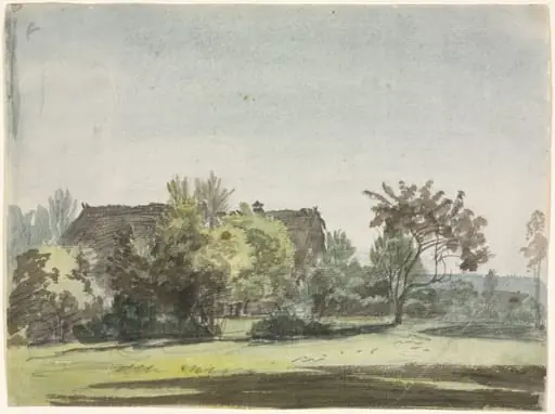 Farmhouse behind Trees, by Christoph Nathe, 1790