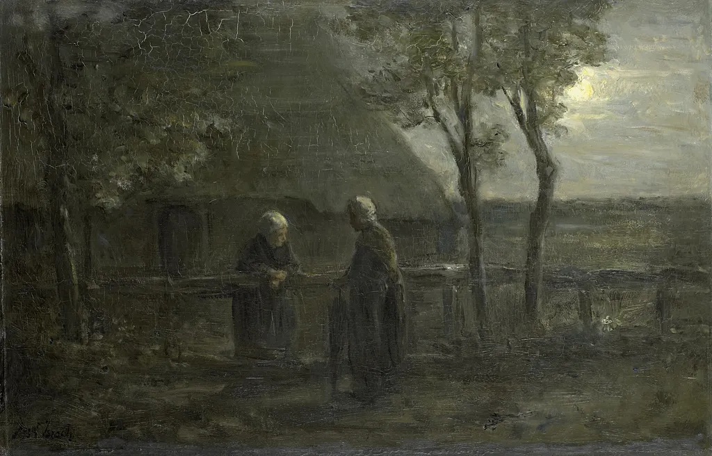 Neighborly conversation, by Jozef Israëls, oil, 1899