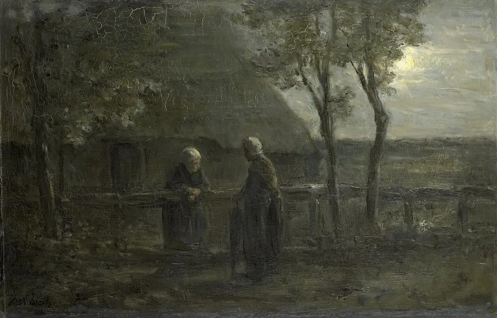 Neighborly conversation, by Jozef Israëls, oil, 1899