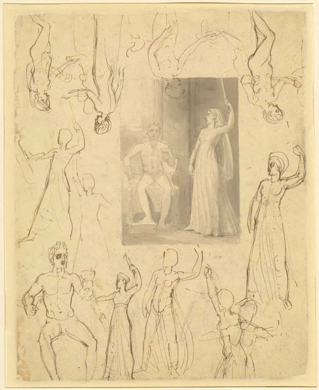 Design for a Book Illustration of Circe and Odysseus [recto], by Thomas Stothard, ink, 1803