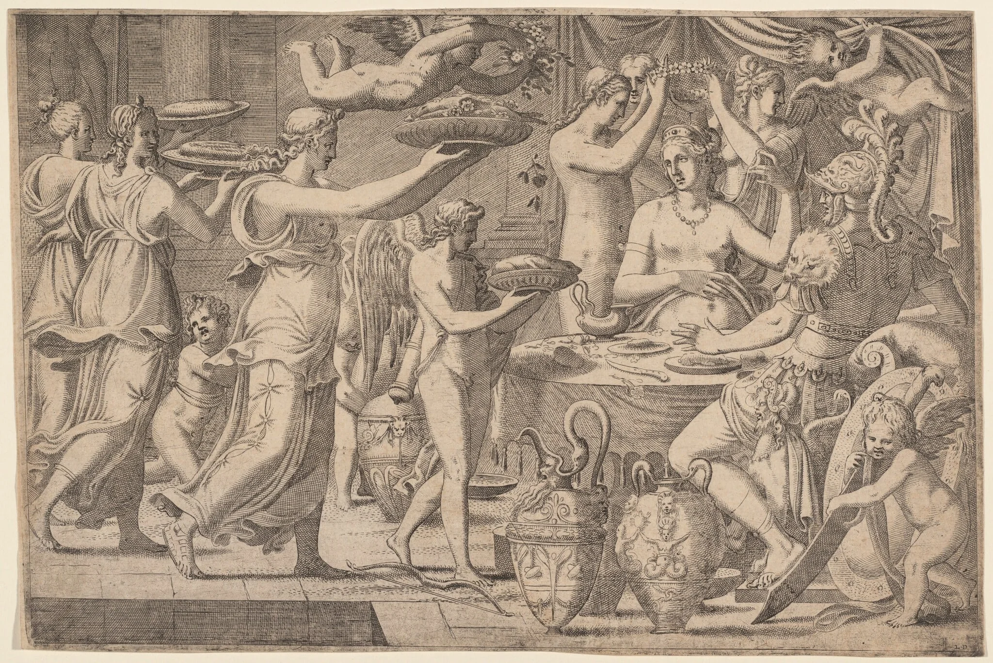 Venus and Mars Served by Cupid and the Three Graces, detail