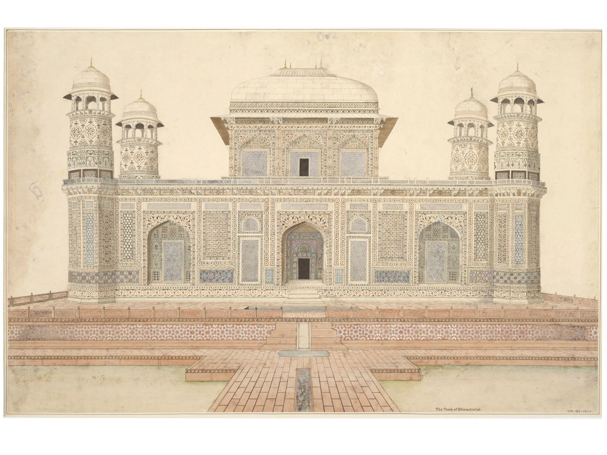 The facade of the tomb of I'timad ad-daula and his wife Asmat Begum, Agra., detail