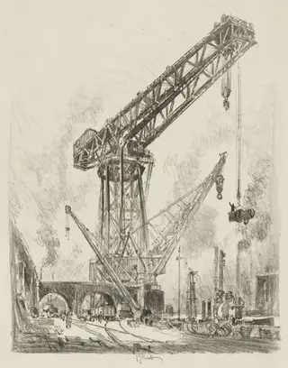 English War Work:  Made in Germany, The Great Crane, by Joseph Pennell, 1916