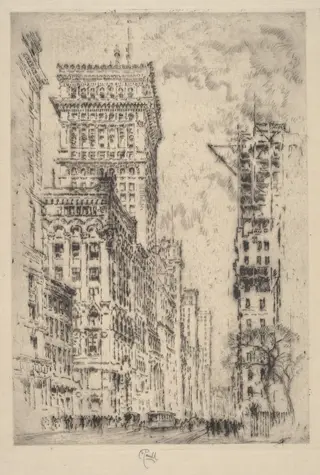 The Golden Cornice, I, by Joseph Pennell, ink, 1904