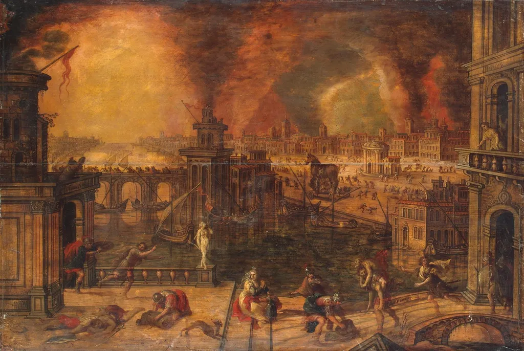 Fire of Troy, by Kerstiaen de Keuninck, oil, 1592