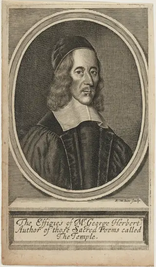 George Herbert, Prebendary of Lincoln, Poet, by Robert White, ink, 1674