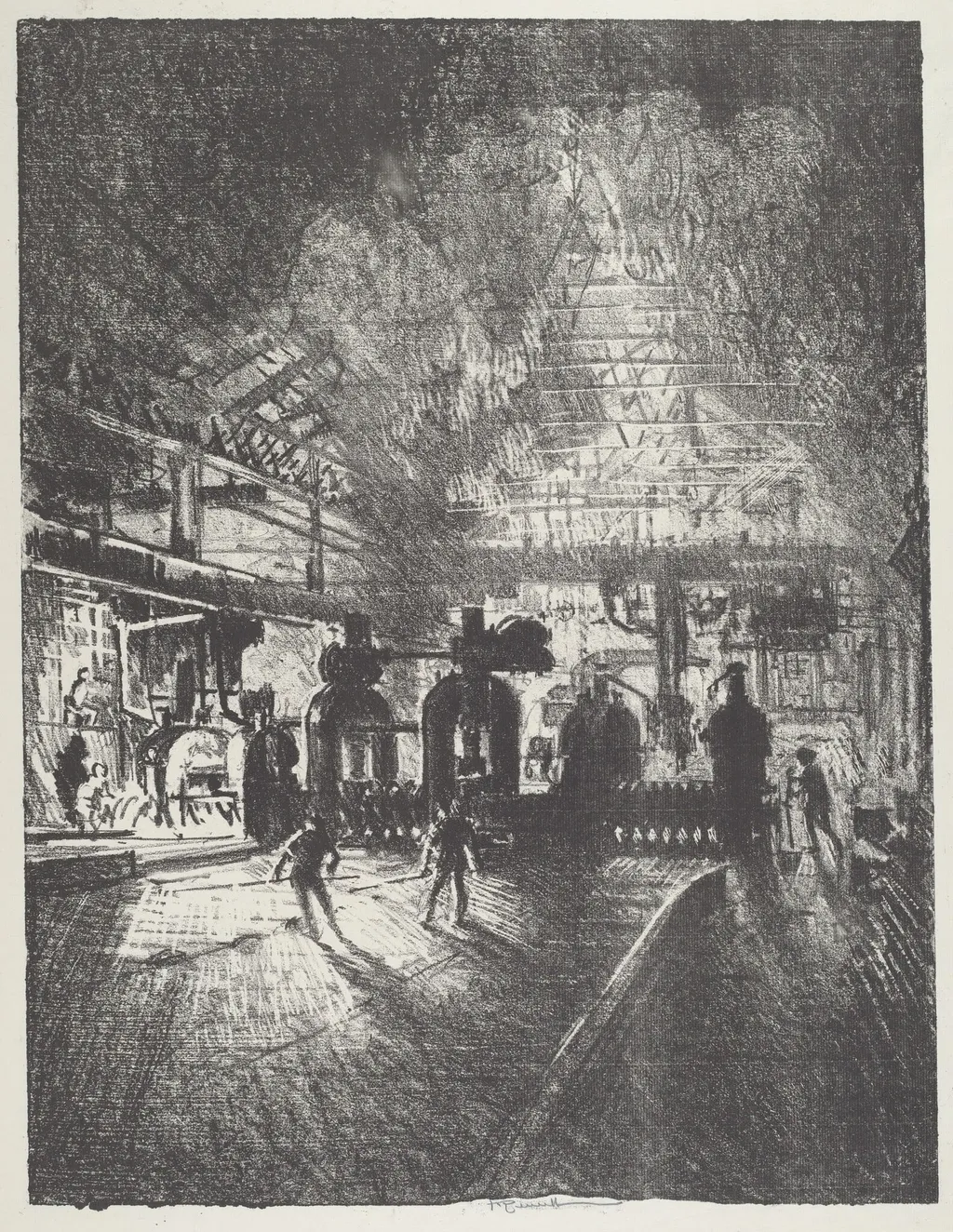 In the Jaws of Death, Rolling Bars for Shells, by Joseph Pennell, ink, 1916