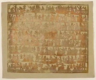 Endpaper with Scenes of the Trades, by Paul Reimund, ink, 1800