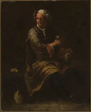 A man drinking wine, by Jan Kupecký, oil, 1713
