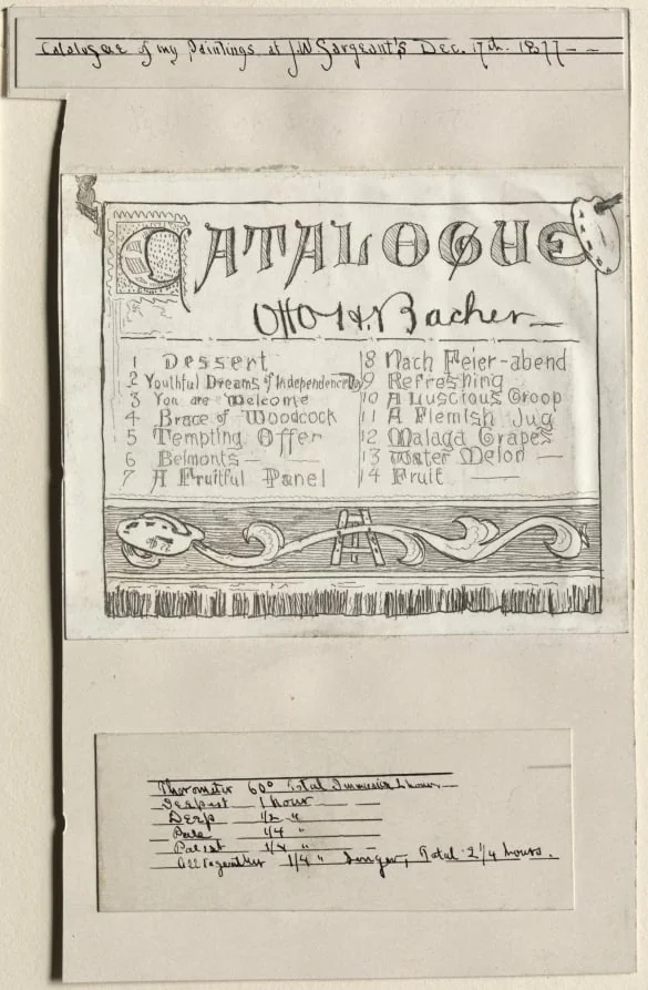 Catalogue of My Paintings at J. W. Sargents, Cleveland, December 17th, 1877, detail