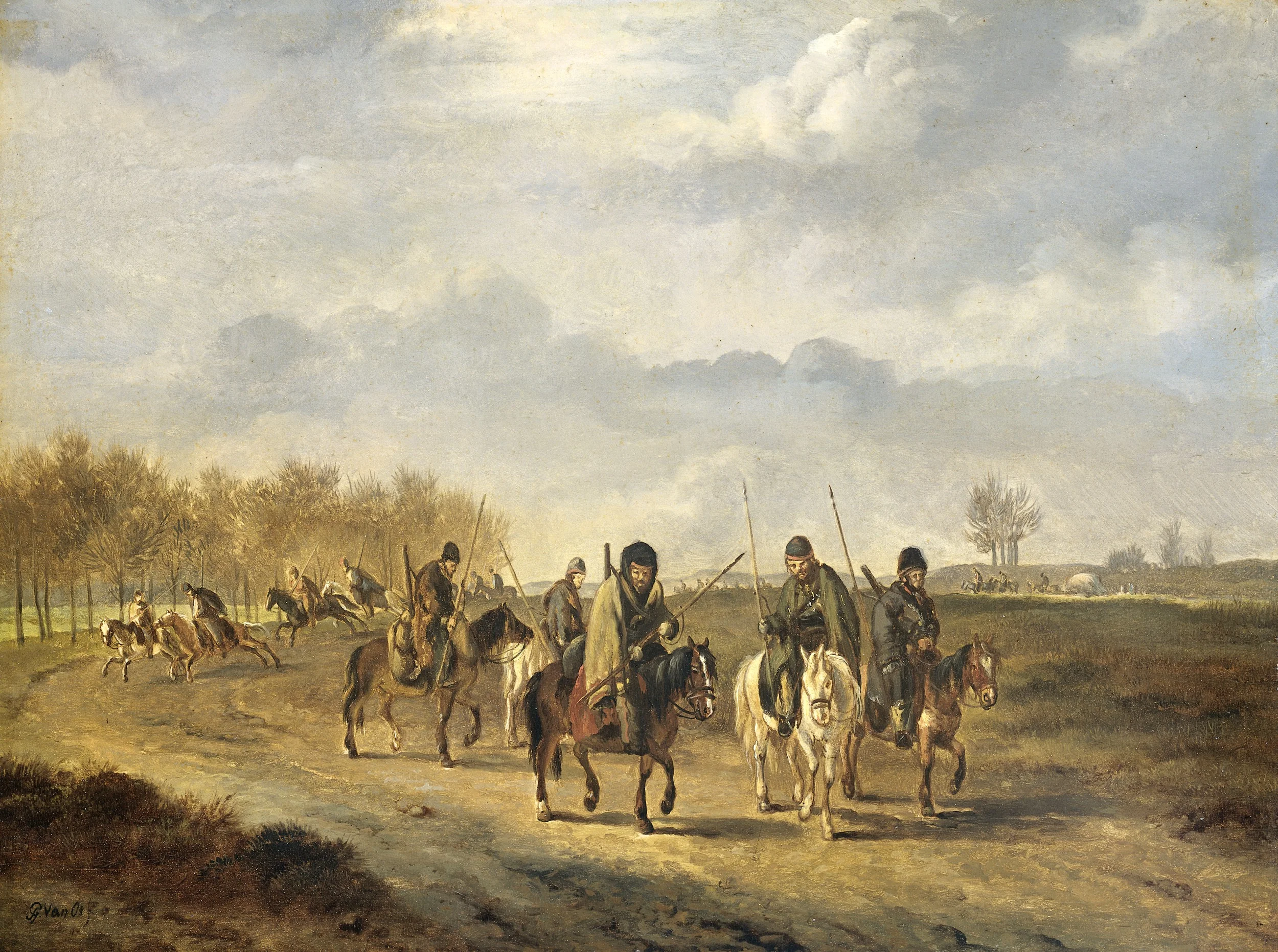 Cossacks on a country Road near Bergen in North Holland, 1813, detail