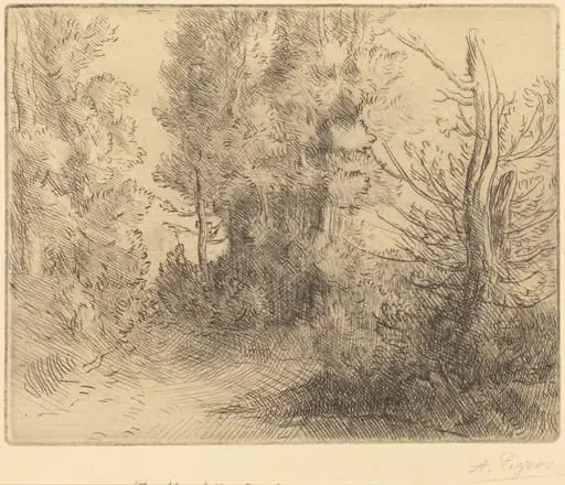 Landscape: Near Chailleux (Paysage: Pres Chailleux), by Alphonse Legros, ink, 1874