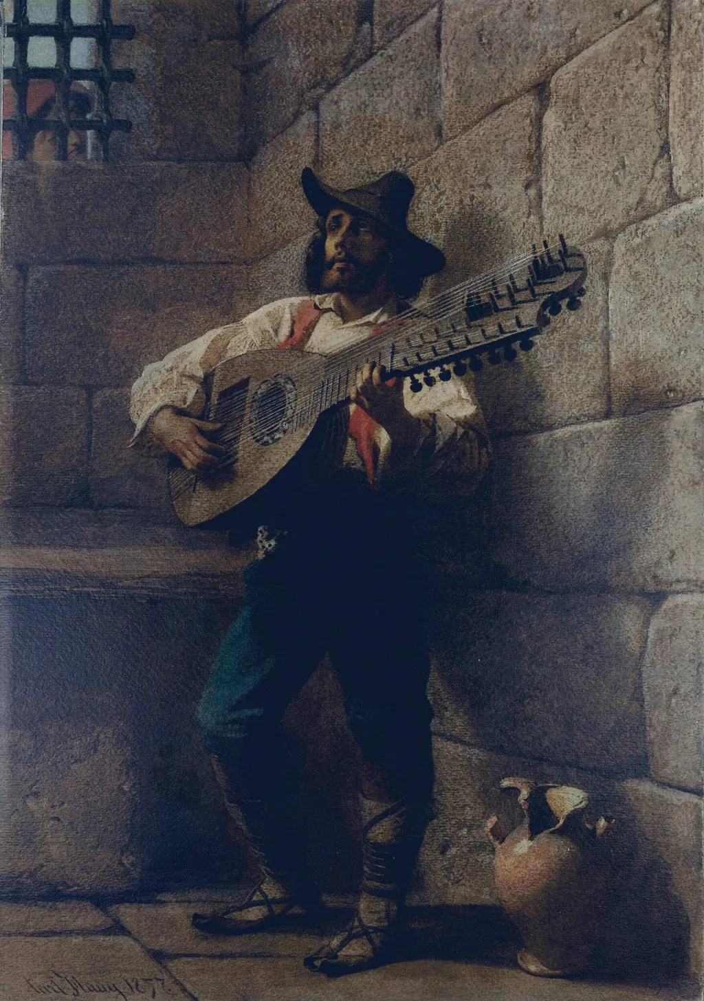The Improvisatore in Prison, by Haag, watercolor, 1857