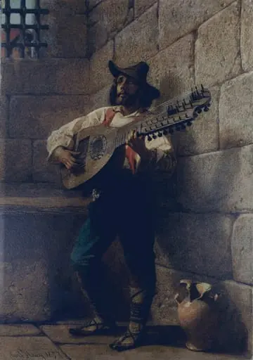 The Improvisatore in Prison, by Haag, watercolor, 1857
