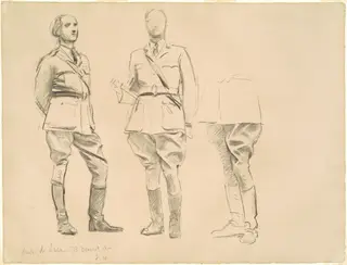 Studies for "General Officers of World War I", by John Singer Sargent, charcoal, 1921