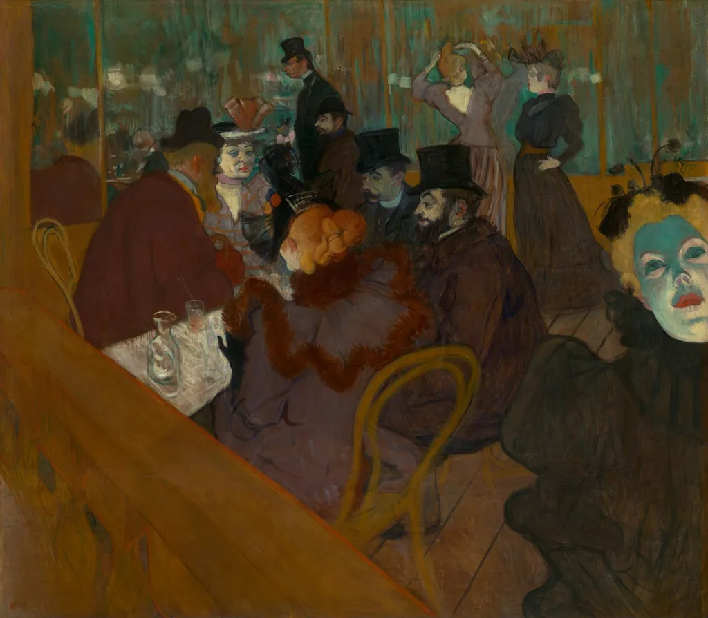 At the Moulin Rouge, by Henri de Toulouse-Lautrec, oil, 1894