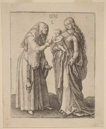 The Virgin and Saint Anna, by Lucas van Leyden, ink, 1516