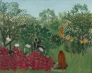 Tropical Forest with Monkeys, by Henri Rousseau, watercolor, 1910