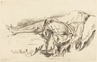 A Child on a Couch, No.2, by James McNeill Whistler, ink, 1874