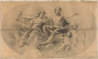 Zeus and Hera, by Karel Vitezslav Masek, graphite, 1895
