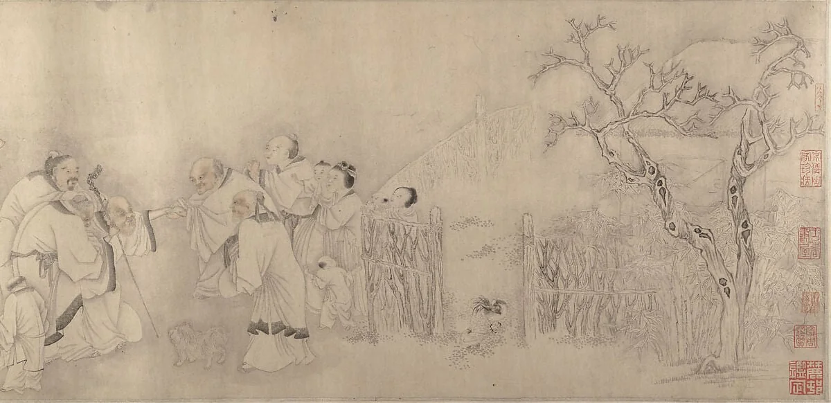 明/清 佚名 人物故事圖 卷|Family Visit, detail