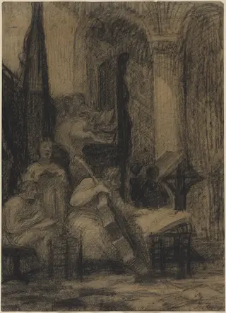 Choir of a Spanish Church, by Alphonse Legros, charcoal, 1874