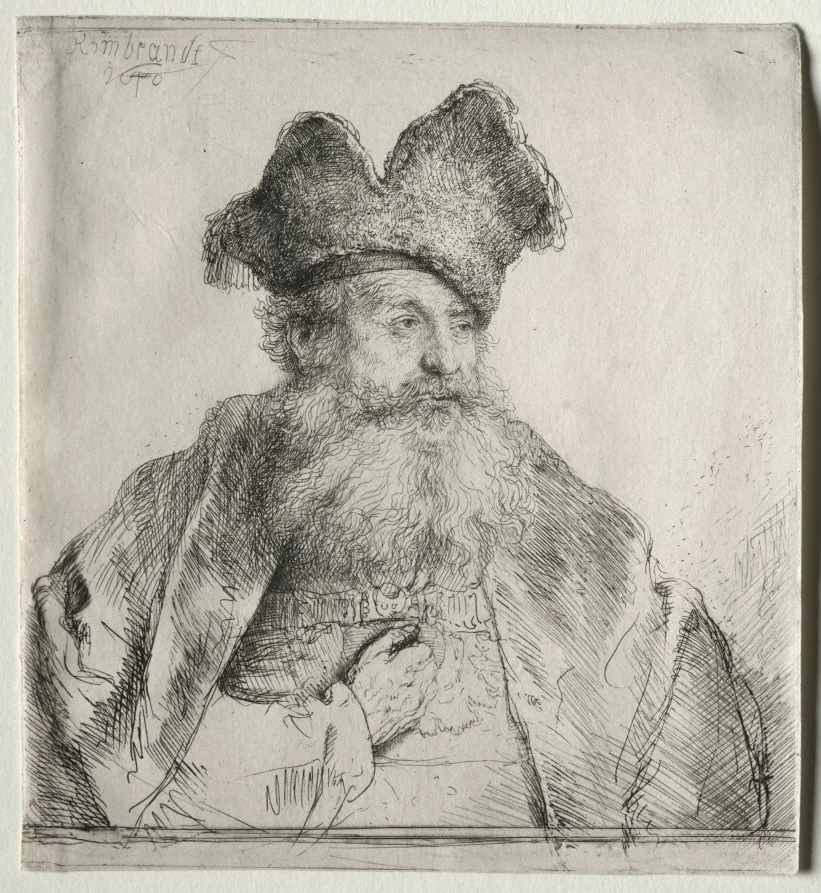 Old Man with a Divided Fur Cap, detail