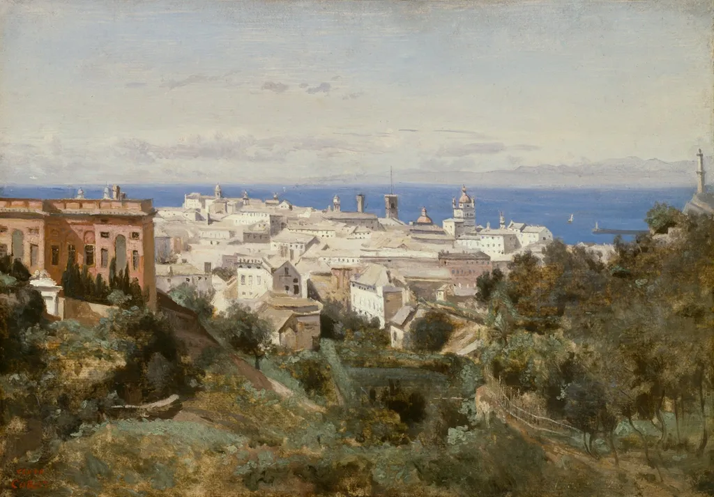 View of Genoa, by Jean Baptiste Camille Corot, oil, 1834