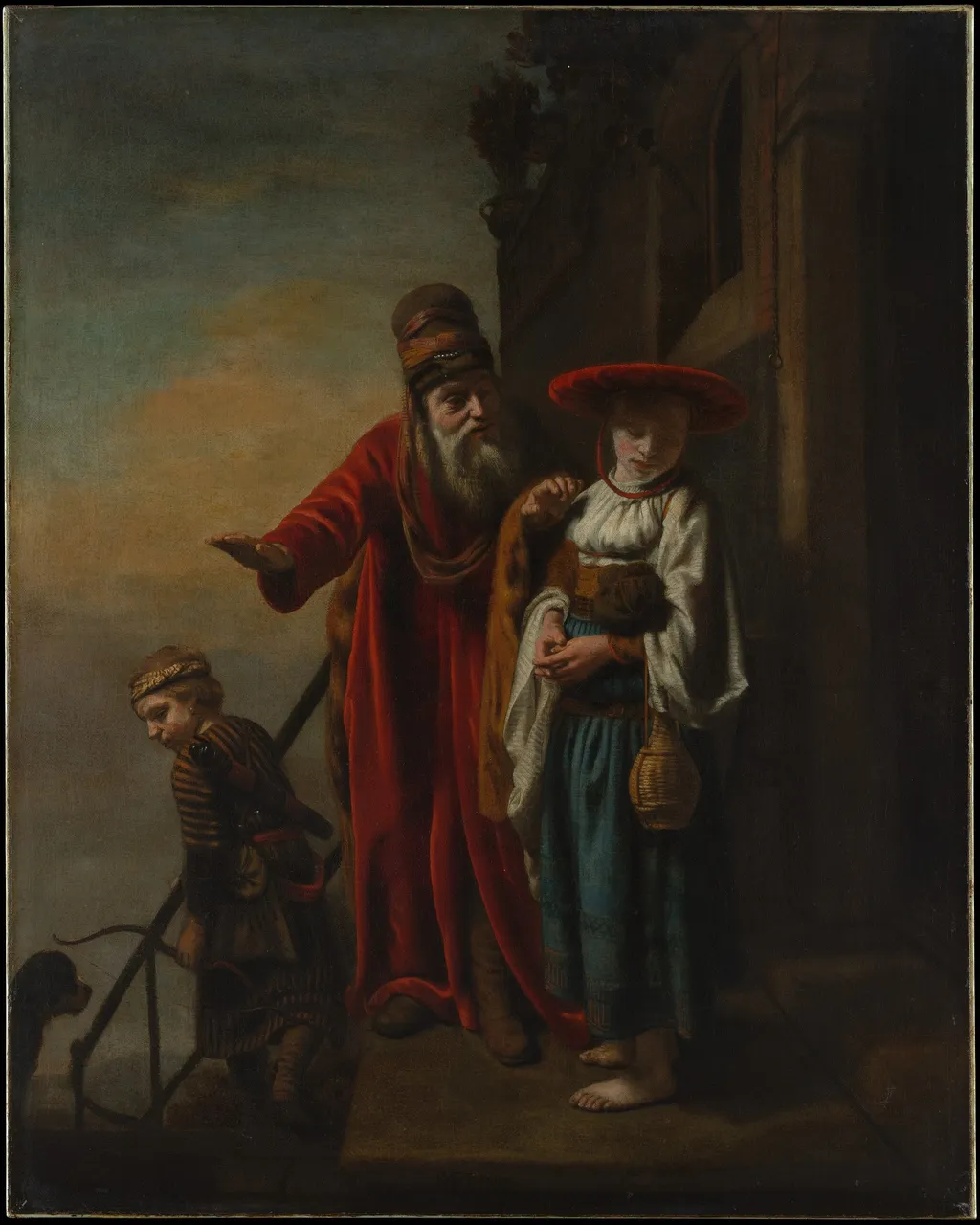 Abraham Dismissing Hagar and Ishmael, by Nicolaes Maes, oil, 1653