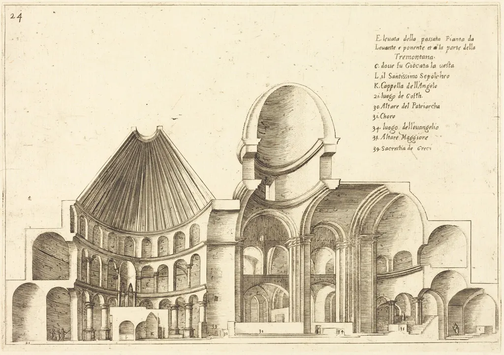 Cross-Section of the Church of the Holy Sepulchre, by Jacques Callot, ink, 1619