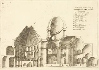 Cross-Section of the Church of the Holy Sepulchre, by Jacques Callot, ink, 1619