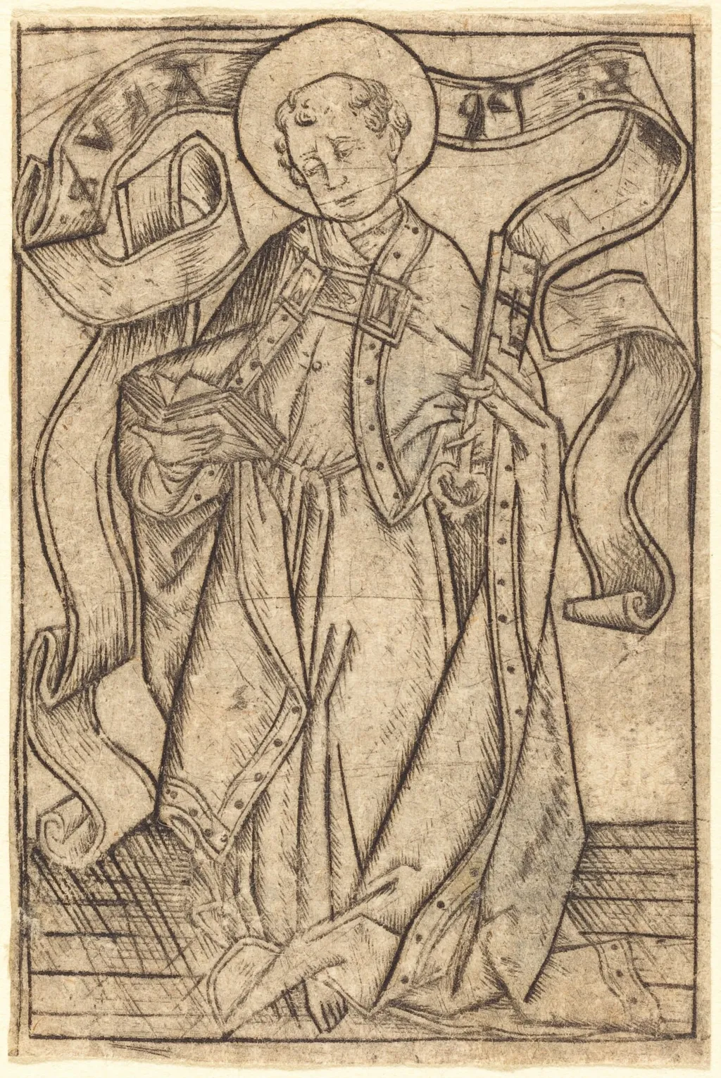 Saint Peter, by Israhel van Meckenem, ink, 1465