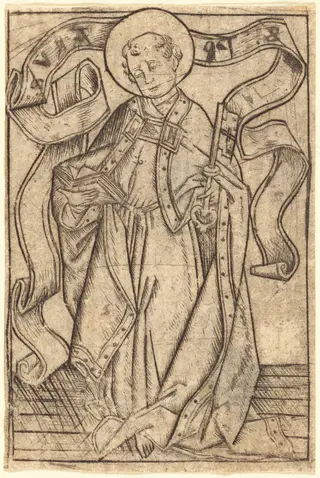 Saint Peter, by Israhel van Meckenem, ink, 1465