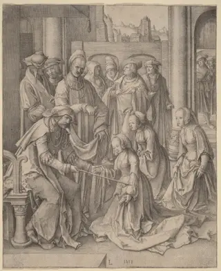 Esther before Ahasuerus, by Lucas van Leyden, ink, 1518