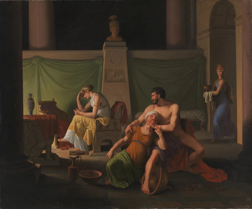 The Return of Ulysses. Scene from Homer´s Ulysses, by Christoffer Wilhelm Eckersberg, oil, 1812