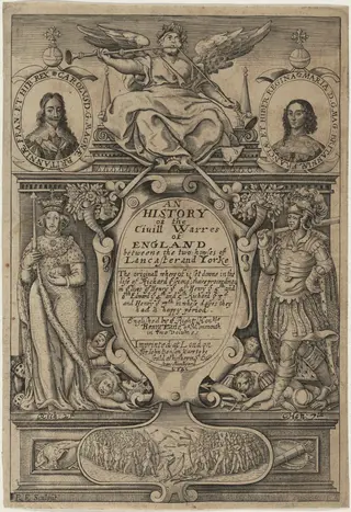 Title page, An History of the Civill Warres of England, by Renold Elstrack, ink