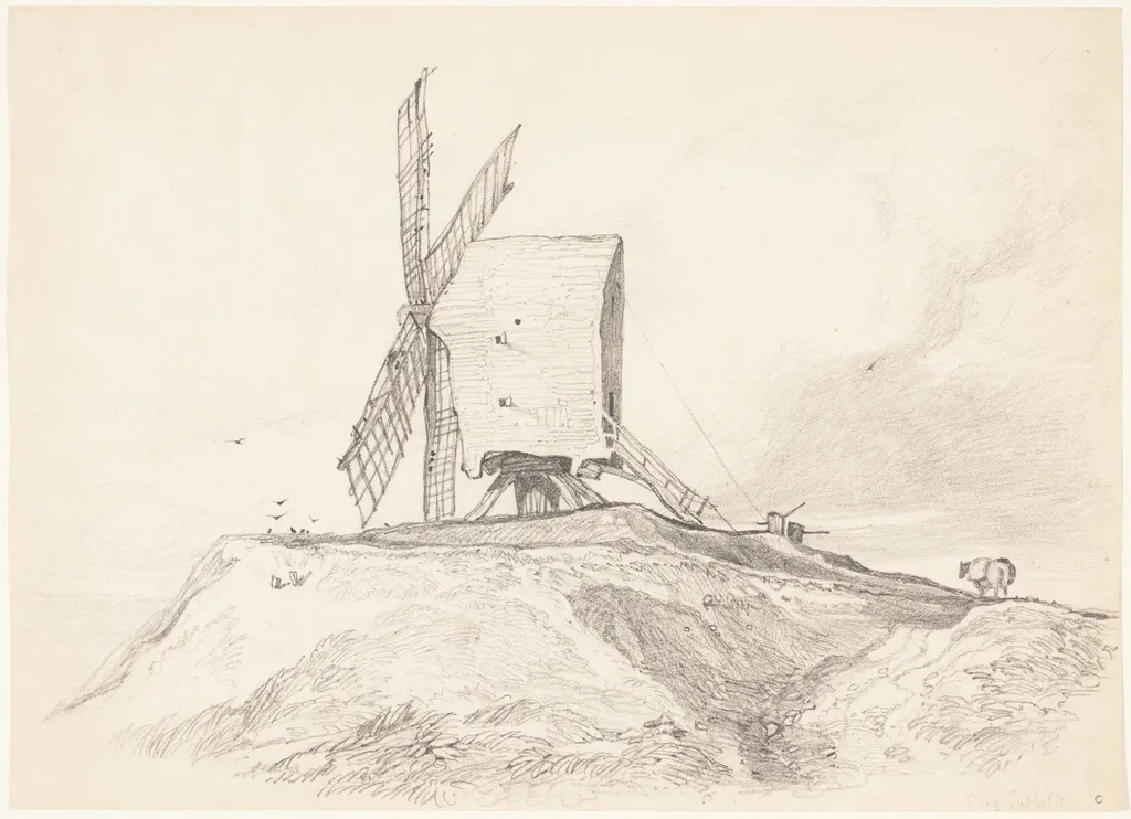 Eye Mill in Suffolk, by John Sell Cotman, graphite, 1812