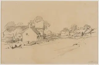 A village street, by James Duffield Harding, 1858