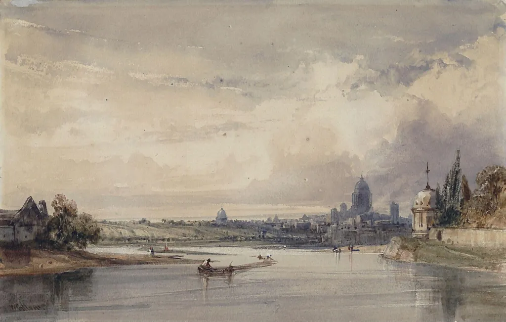 Distant View of Paris from the Seine, by William Callow, watercolor, 1825
