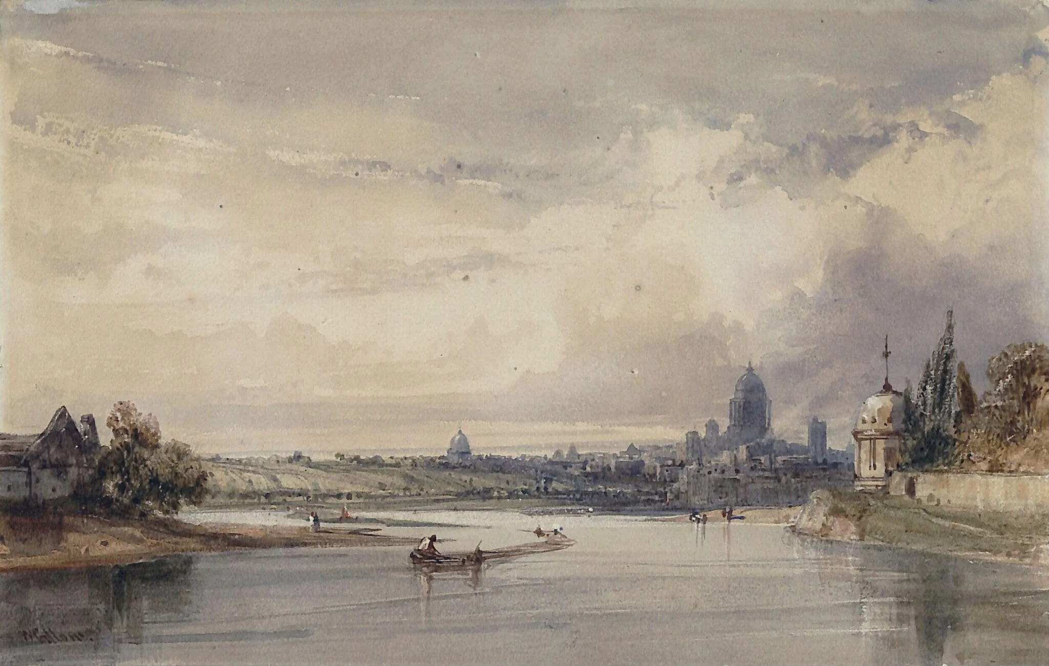 Distant View of Paris from the Seine, detail