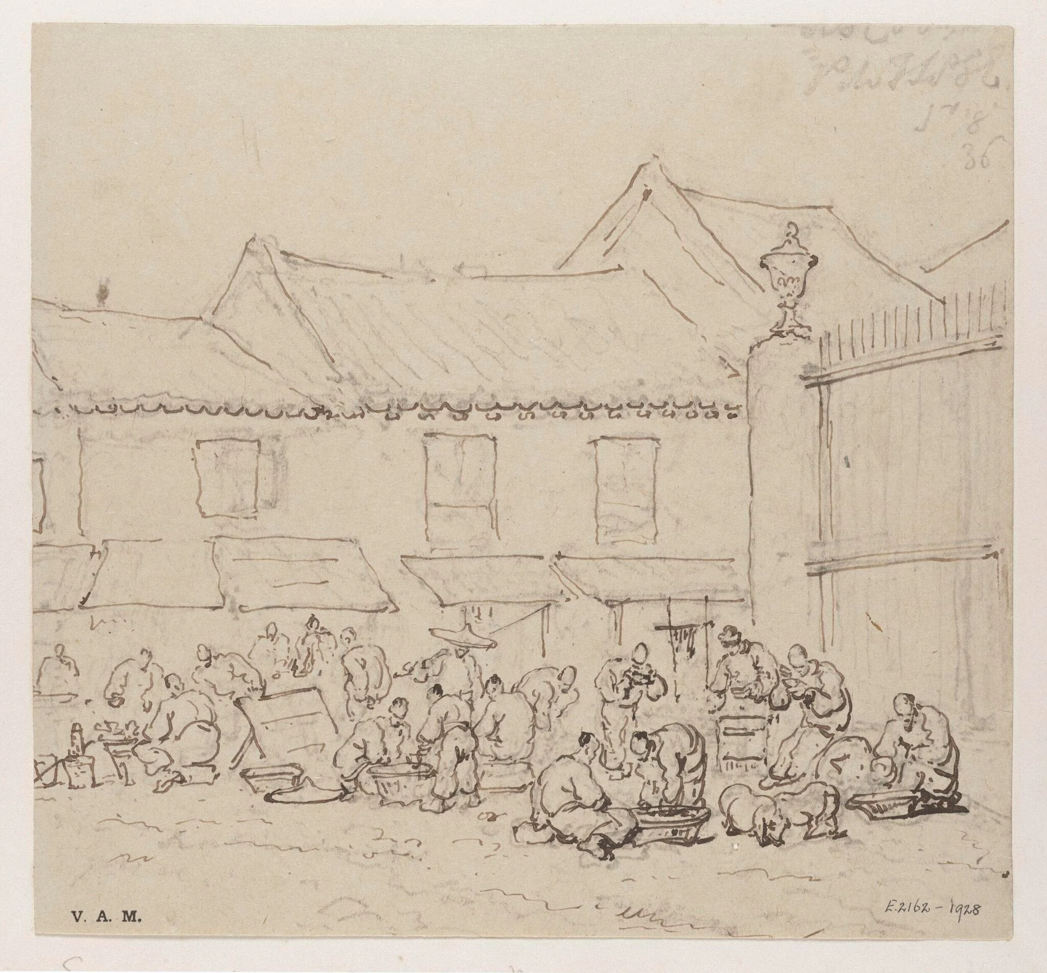 Vendors outside the Church of San Domingos, Macau, detail