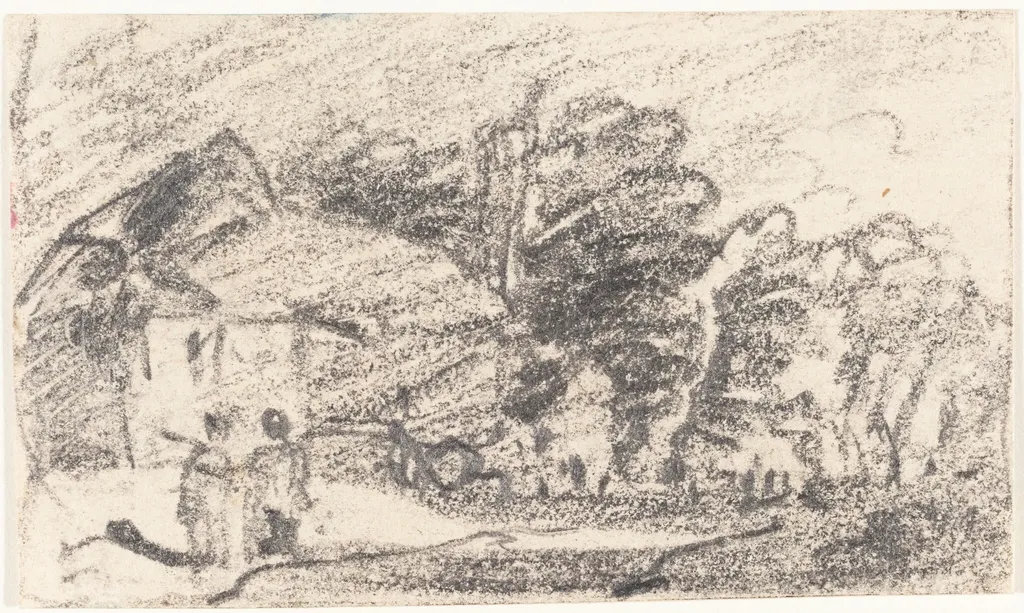 Two Figures on a Country Road, by John Varley, graphite, 1810