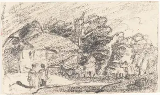 Two Figures on a Country Road, by John Varley, graphite, 1810