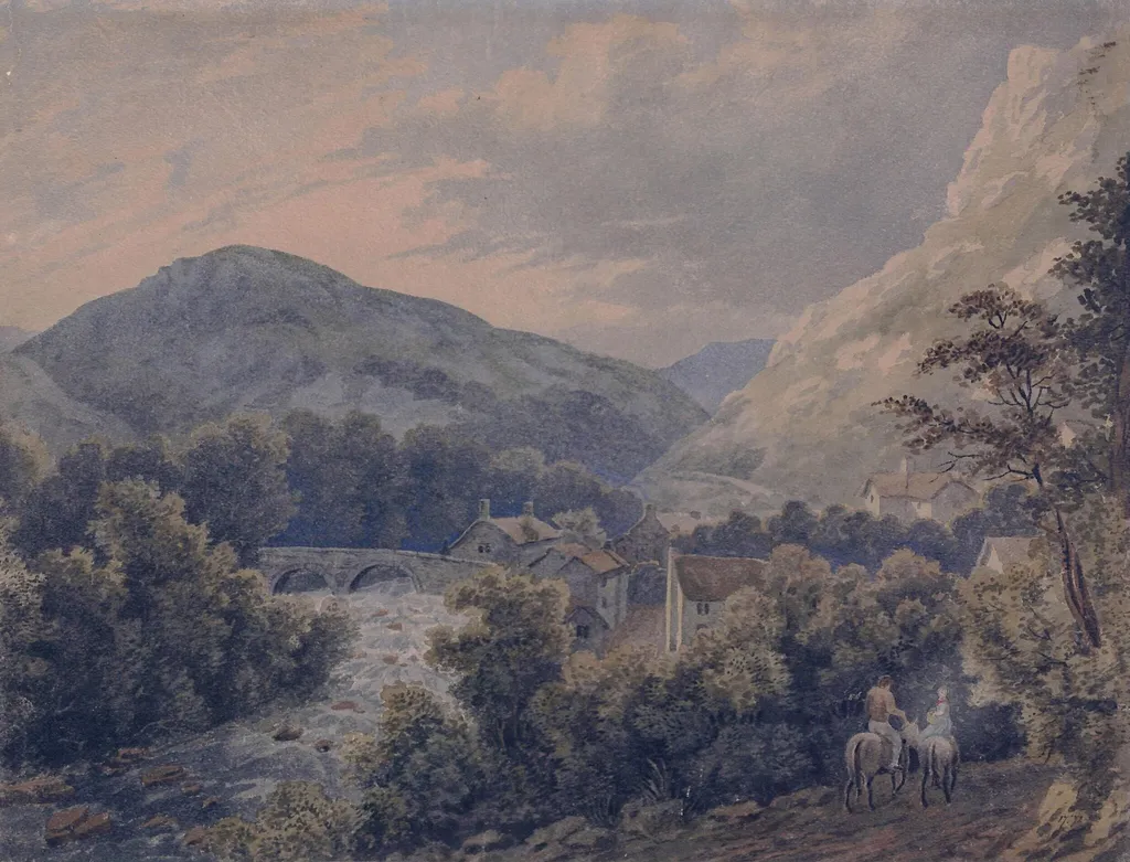 Lynmouth, Devon, by Charles Vincent Barber, watercolor, 1805
