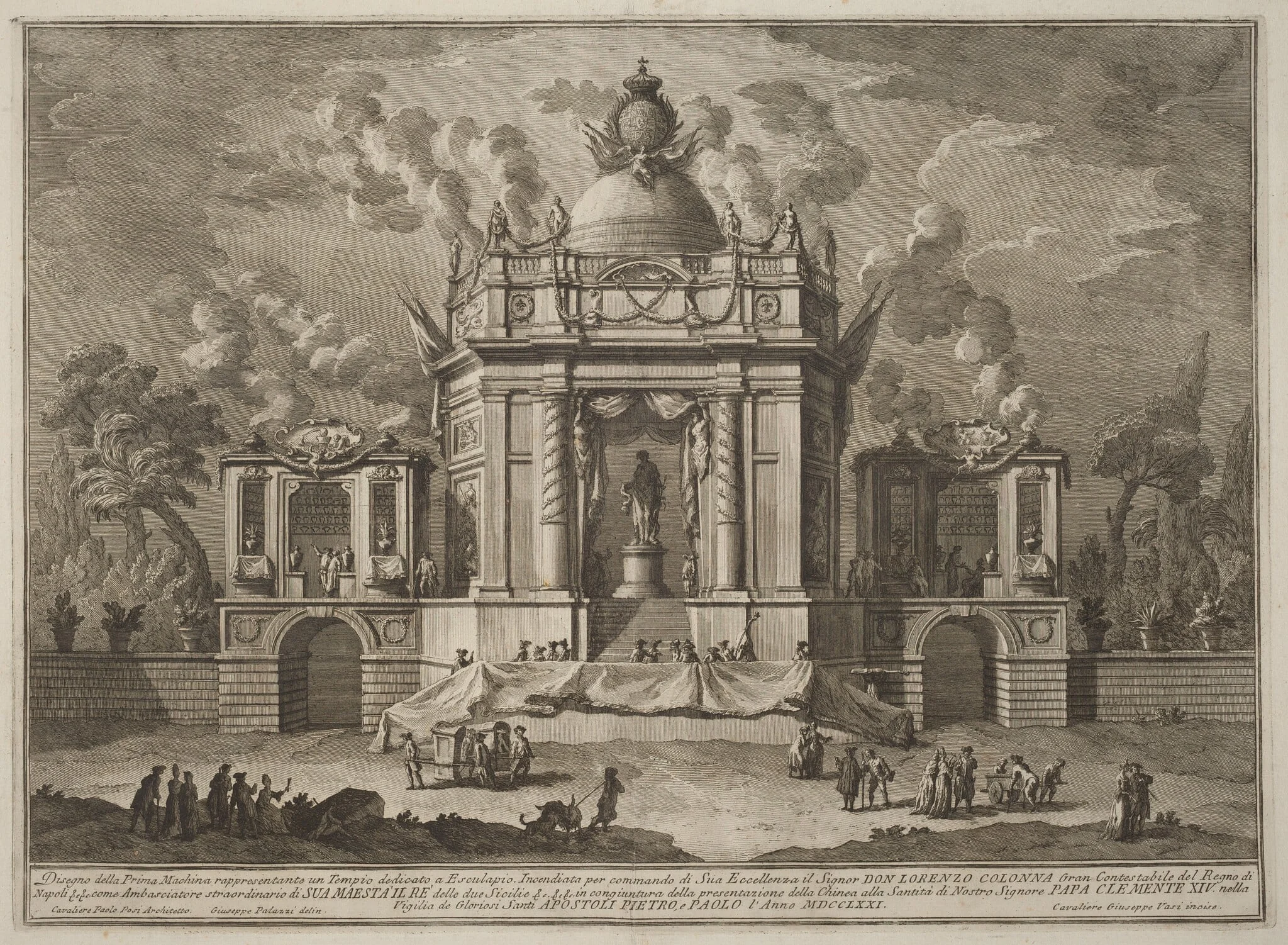 The Prima Macchina for the Chinea of 1771: The Temple of Asclepius, detail